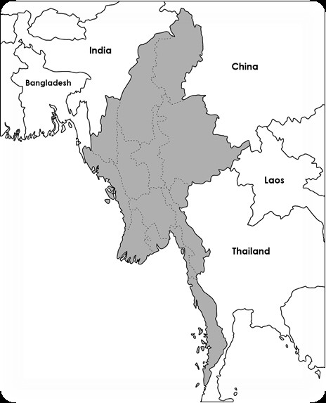 地図 ミャンマー ミャンマーの行政区画