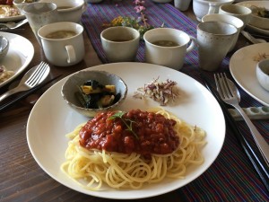 高キビのヴィーガン、ミートソーススパゲティ