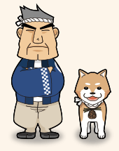 イラスト:クロマツの親分(左)、クロマツ タロウ(右)